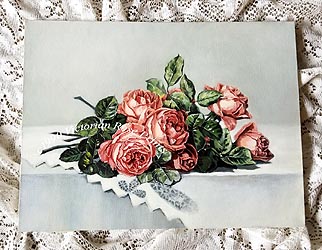 Paul de Longpre roses bouquet oil on canvas painting