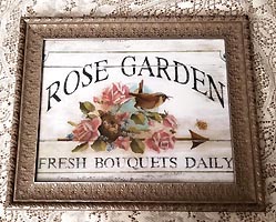 Rose Gardent Bird Nest Roses Shabby Print
