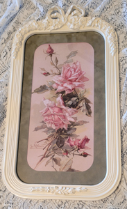 C Klein pink roses print French frame