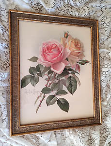 Paul de Longpre pink yellow roses vintage print