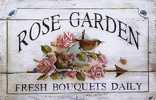 rose garden bird nest print shabby