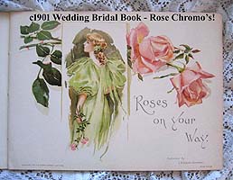 Antique bride wedding book roses on your way