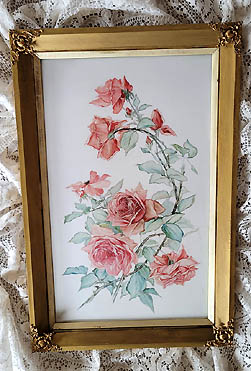 Victorian Gilded Age c1875 oil painting on milk glass original frame