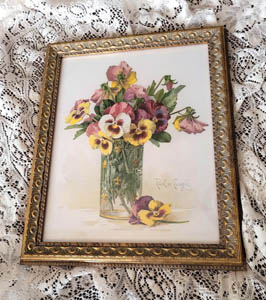 De Longpre vintage pansies print