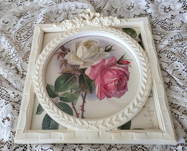 Victorian swing frame with lady and roses large fancy frame