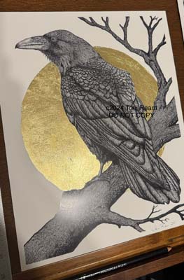 Original Art Raven Foil Moon print Limited Edition by Toni Ream