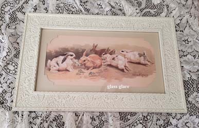 Vintage rabbit bunny print fancy frame mat